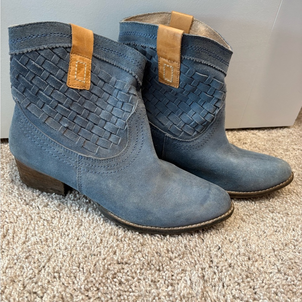 Blue Cowboy Ankle Boots